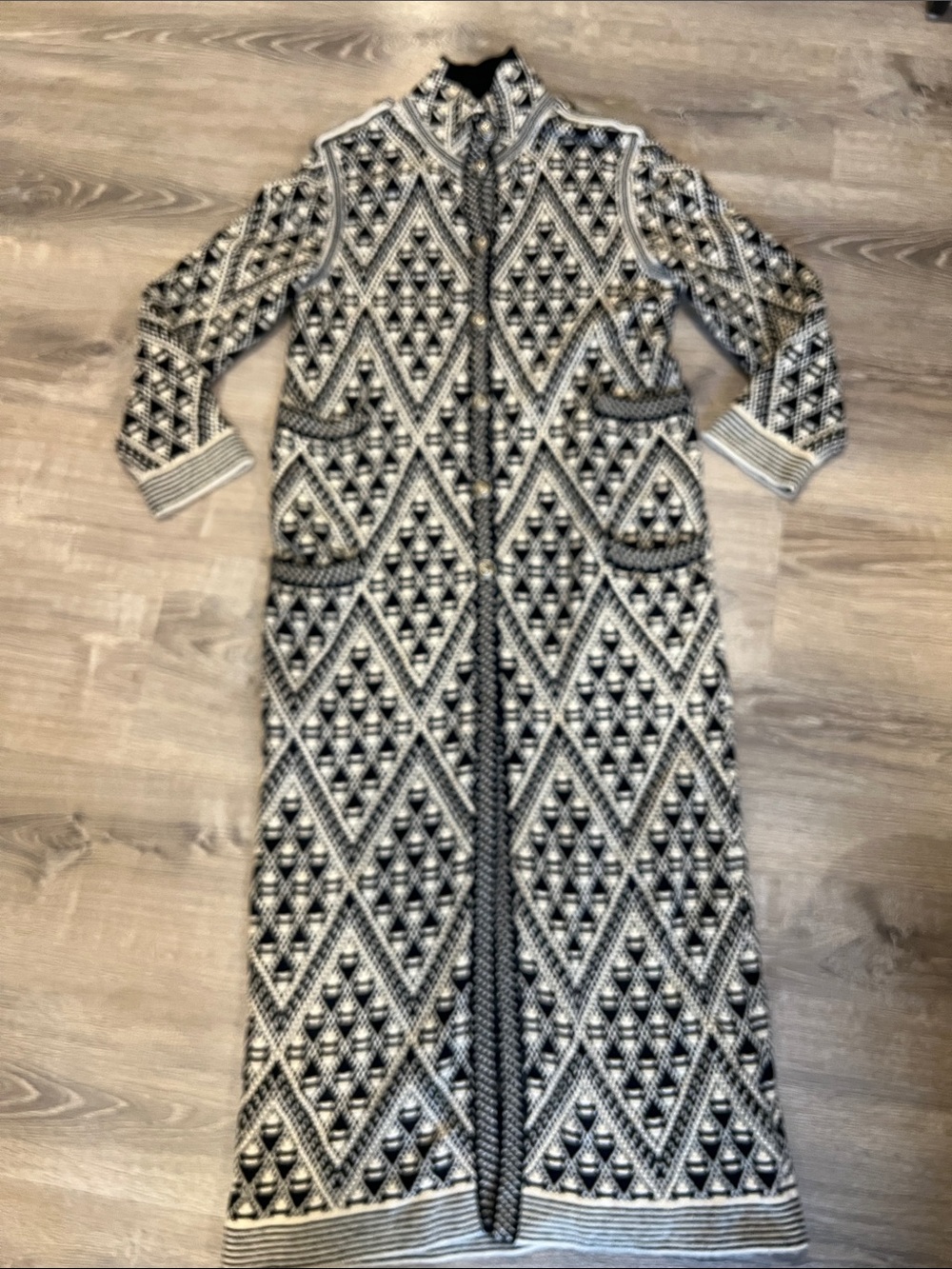 CHANEL Black and White Geometric coat